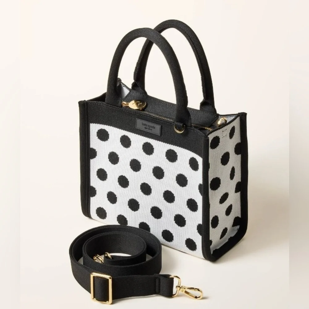 NWT • Kate Spade x Target Poka Dot Black & White Knit Crossbody Bag